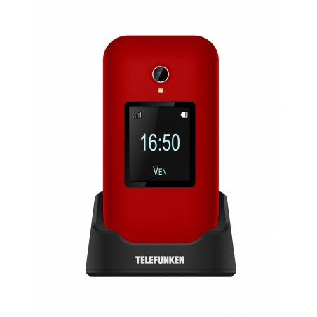Telefunken S460 Rojo — Teléfono móvil plegable para mayores
