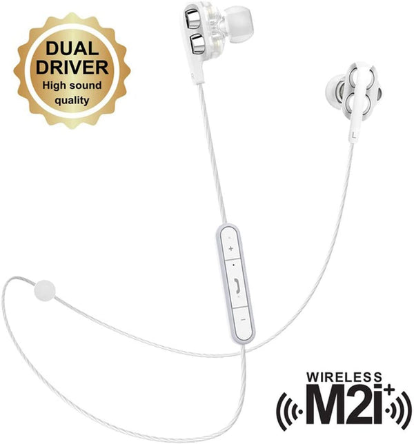Auriculares Muvit M2i+ bluetooth inalámbrico con sistema dual driver blanco