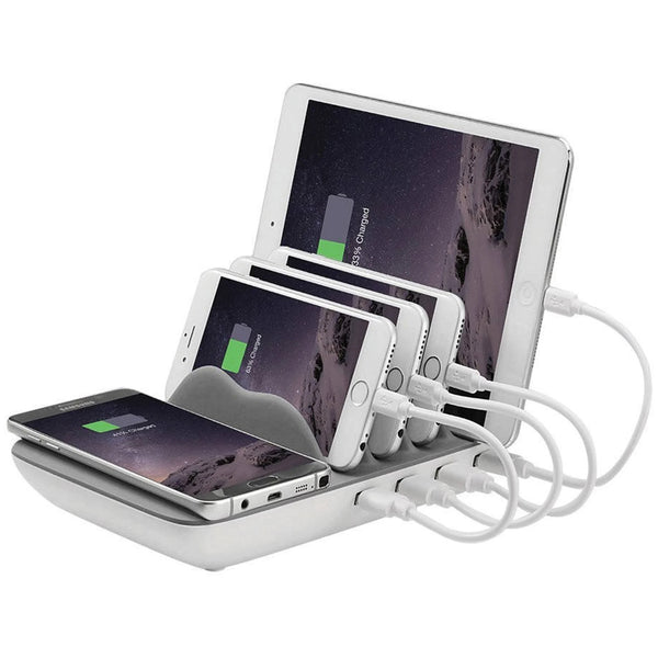 Base de Carga inalámbrica Muvit (4 USB 2A +Qi Wireless) Compatible Iphone 11/12.