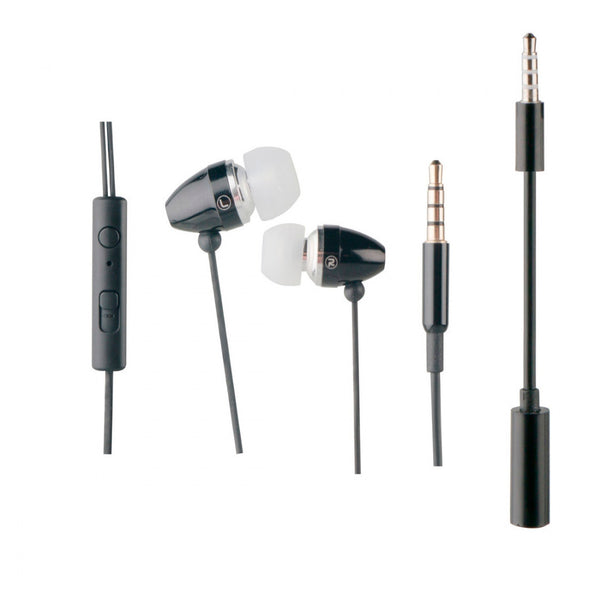 Auriculares Muvit estéreo con micrófono + adaptador 3,5mm negro.