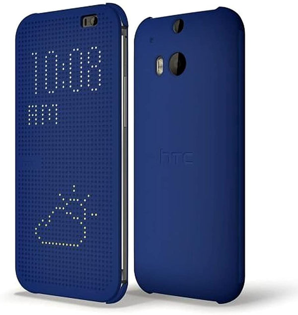 Funda con tapa para HTC One (M8) Lunares Vista Azul.