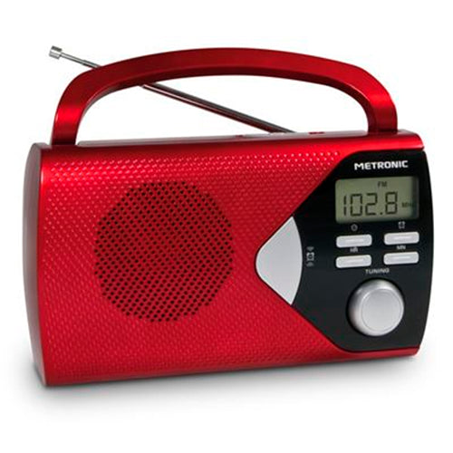Radio Metronic Portátil AM / FM con función de despertador – Rojo Usada