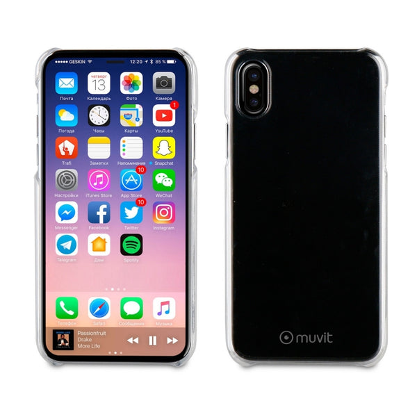 Pack Muvit Apple iPhone X/Xs Carcasa Cristal transparente + protector pantalla