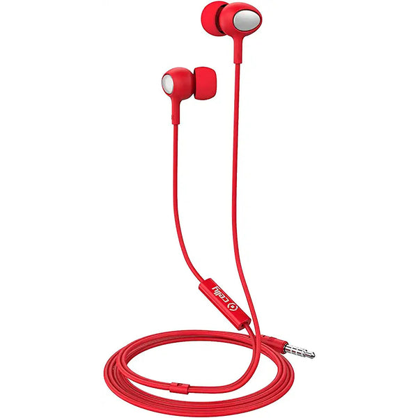 Auriculares de botón Celly UP500RD con microfono y conector de 3,5 mm Rojos