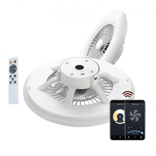 Muvit iO Lámpara superficie techo WIFI Blanco CCT con ventilador