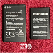 10 Baterías Telefunken BL-4C para TM18.1 3.7V 800mAh 2.9Wh para NOKIA BL-4C.