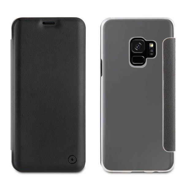 Funda Muvit Folio Samsung Galaxy S9 parte trasera transparente negra