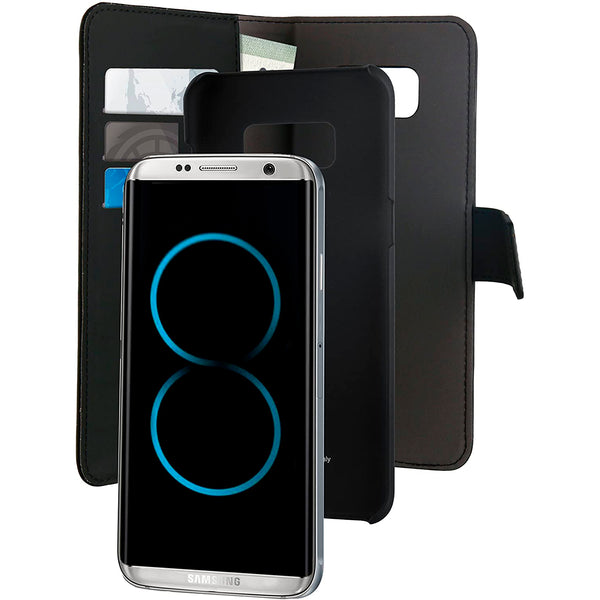 Funda Puro 2 en 1 Magnética Negra 3 tarjeteros+Billetero Samsung Galaxy S8 Plus