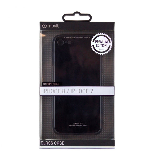 Funda Muvit Skin para Apple iPhone SE/8/7 vidrio templado marco negro
