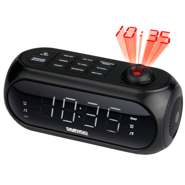 Reloj despertador con proyección de hora,radio digital FM Daewoo DCP-490 Usado