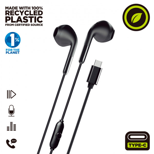Auriculares estéreo Muvit for change E58 Tipo C negros