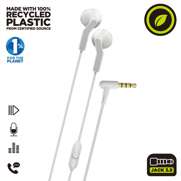 Auriculares estéreo Muvit for Change E56 3.5mm Blanco