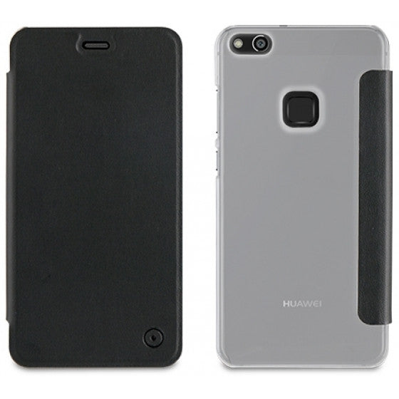 Funda Muvit Folio con Parte Trasera Transparente para Huawei P10 Lite negro.