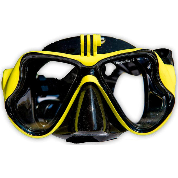 Máscara de Buceo Amarillo Activeon ACM10DG, compatible con cámaras deportivas.