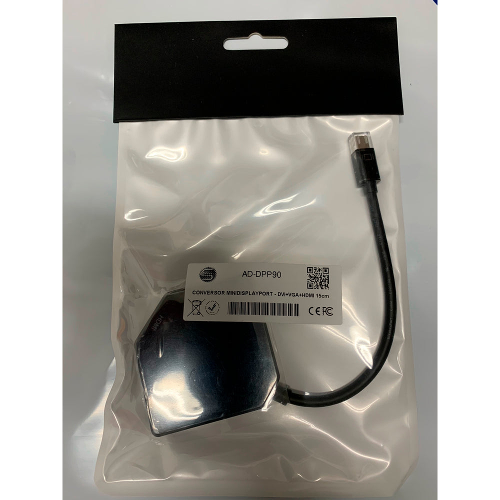 Mini Displayport Conversor DVI+VGA+HDMI 15 cm.