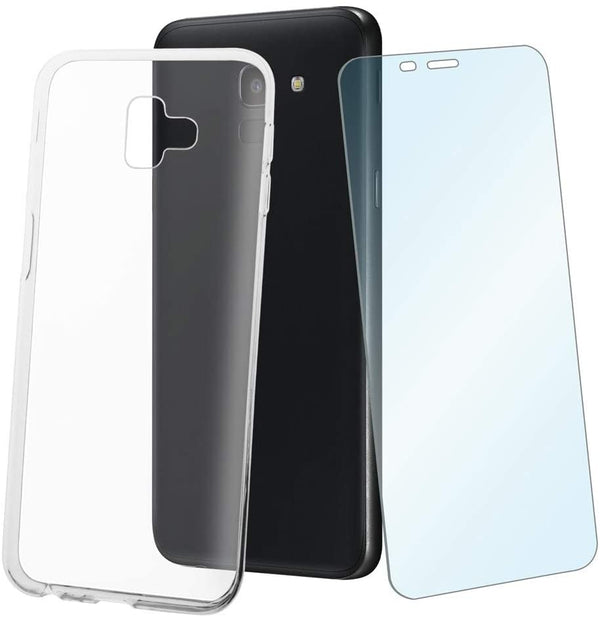 Pack Muvit Samsung Galaxy J6+ funda Cristal Soft transparente + protector vidrio