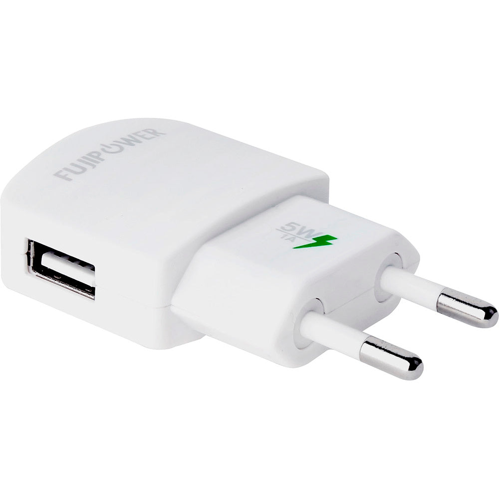 Mini Transformador Fujipower FUMT001 USB 1A sin cable blanco.