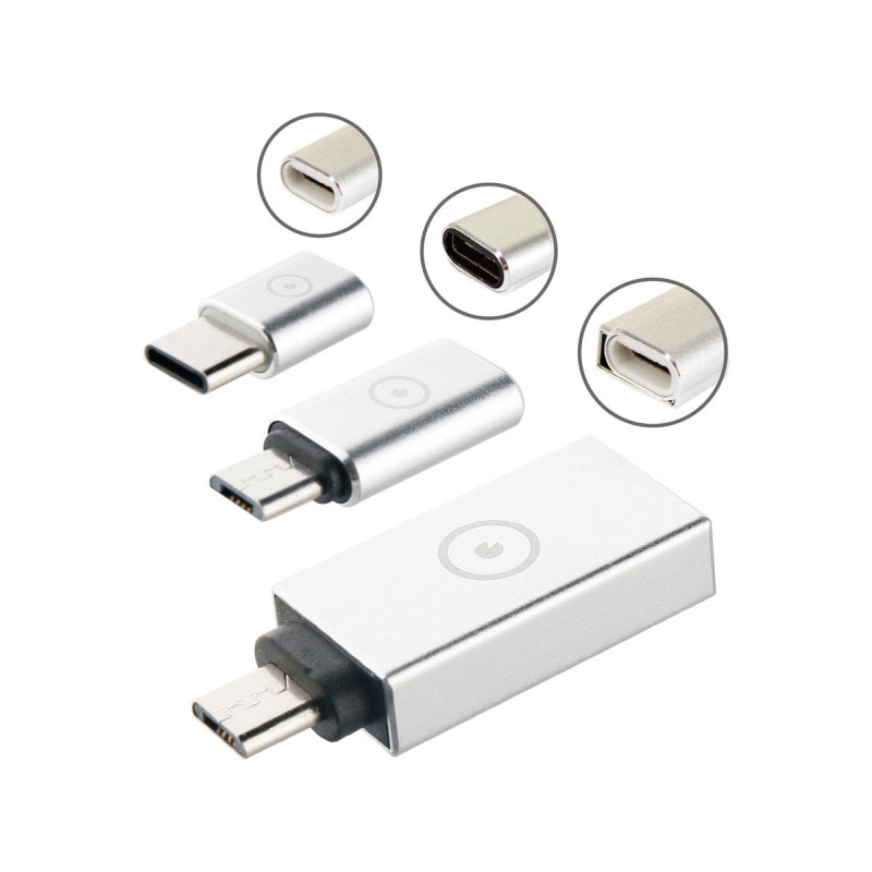 Pack Adaptador USB Muvit OTG 3,0 Micro USB+Micro USB a Tipo C+Tipo C a micro USB