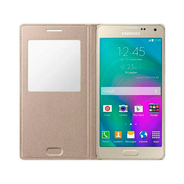 Funda de Libro Smart View Cover original para Samsung Galaxy A5 2017 dorado