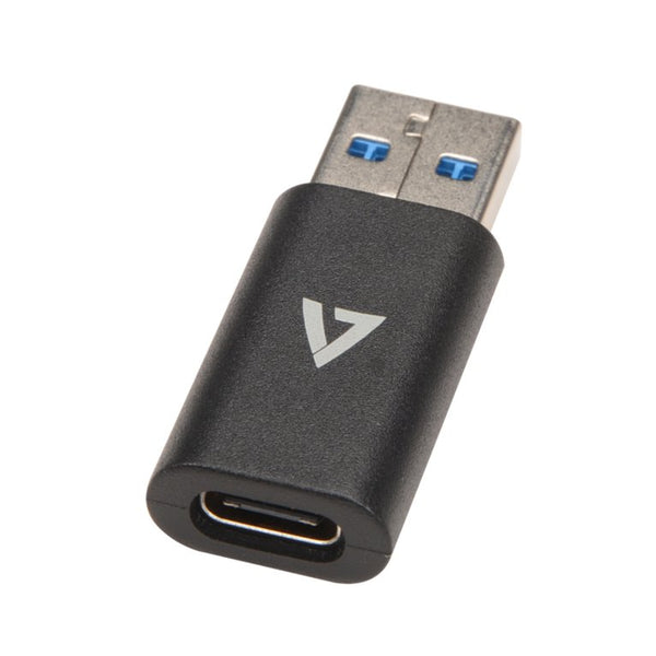 Adaptador V7 USB con conector USB A 3.2 Gen1 macho a USB-C hembra negro