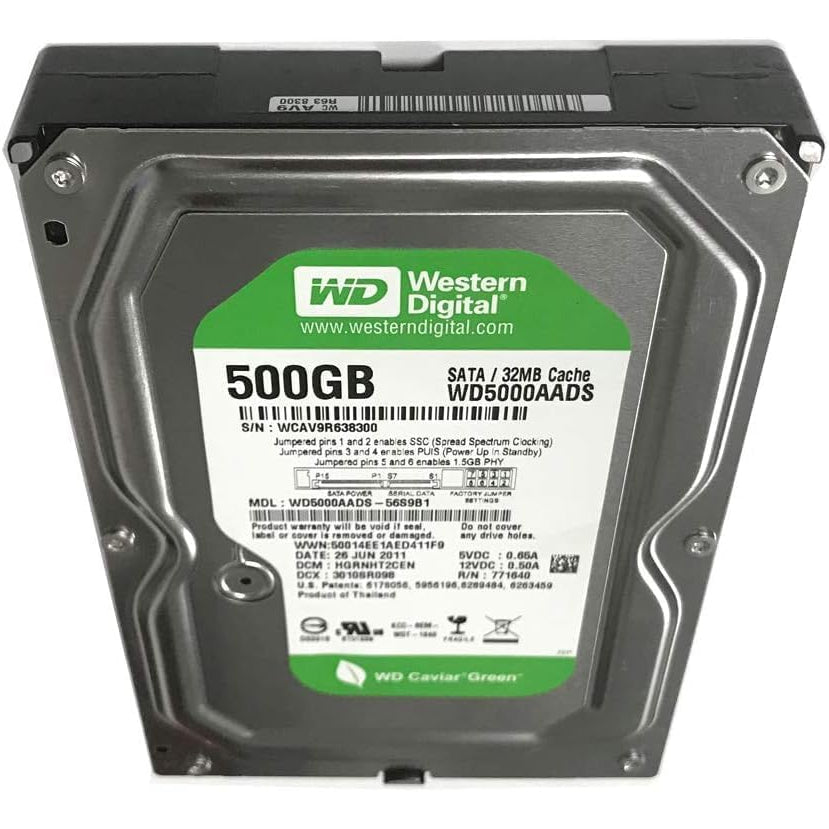 Disco Duro Western Digital Green WD5000AADS 500GB 7200RPM SATA II 3.5″ Usado