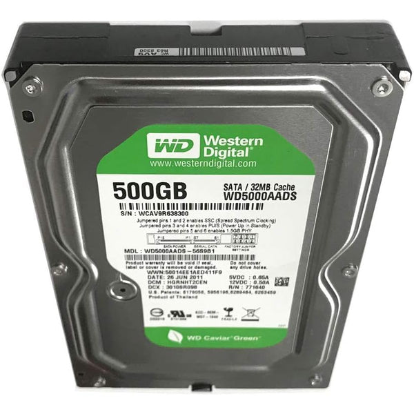 Disco Duro Western Digital Green WD5000AADS 500GB 7200RPM SATA II 3.5″ Usado