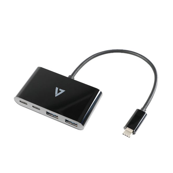 Adaptador V7 USB-C macho a 2 x USB A hembra, 2 x USB-C concentrador hembra USB
