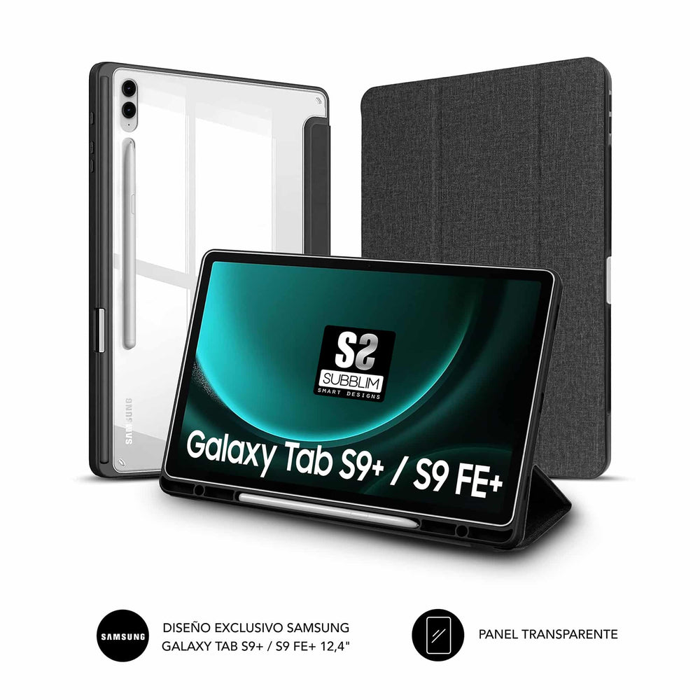 Funda Subblim Clear Shock Case Negra para Samsung Galaxy Tab S9+/S9 FE+ 12,4″
