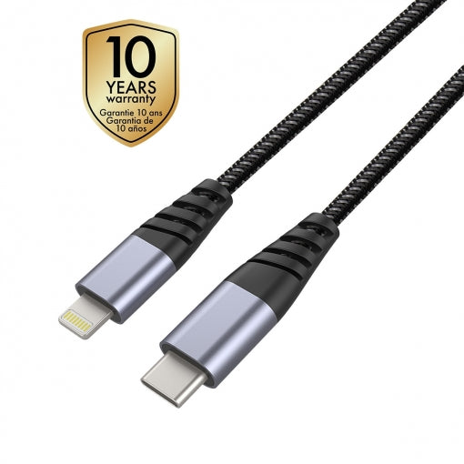 Cable Muvit Tiger USB Tipo C 2.0 a Apple 3A 1,2m gris