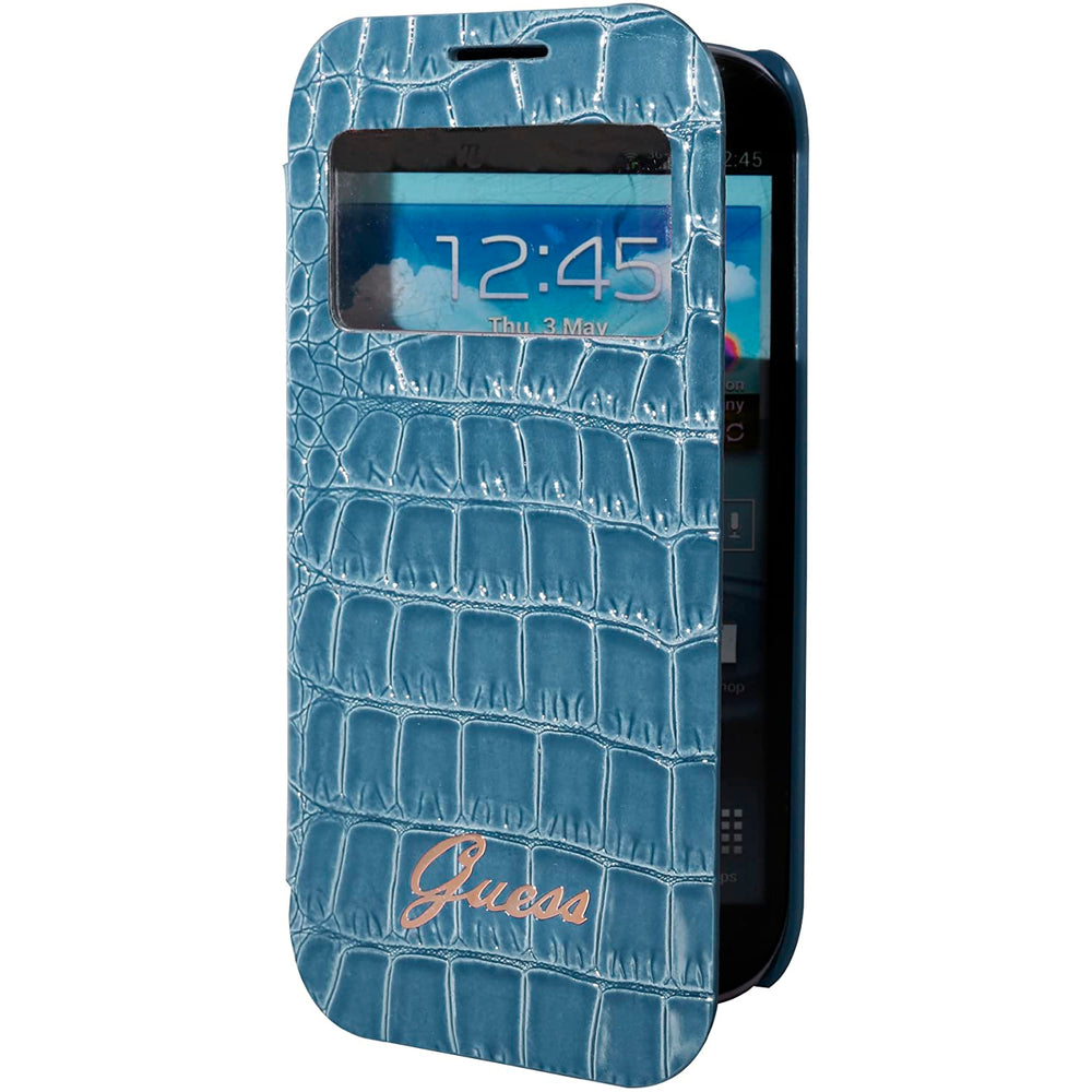 Funda Guess con ventana croco azul para Samsung Galaxy S4 i9500.