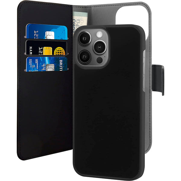 Funda Puro Piel Eco Apple iPhone 13 Pro Max + carcasa extraíble magnética negra