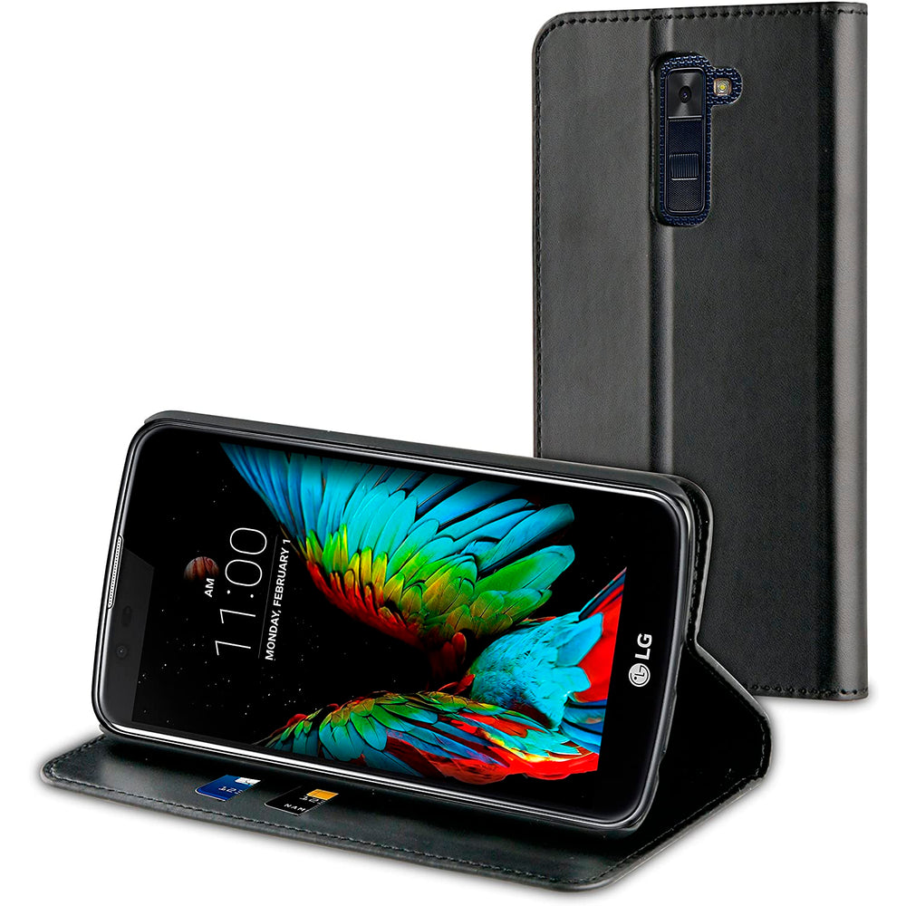 Funda Muvit Folio con Función Soporte y Tarjetero para LG K10 negro