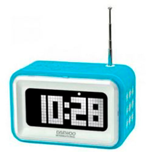 Radio Despertador Digital Daewoo DCR-42 azul acabado goma