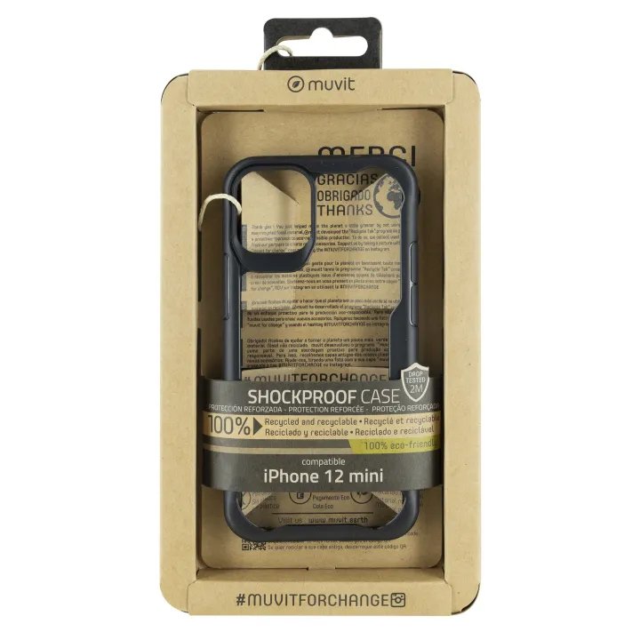 Funda Muvit for Change Shookproof para Apple iPhone 12 Mini transparente/negra