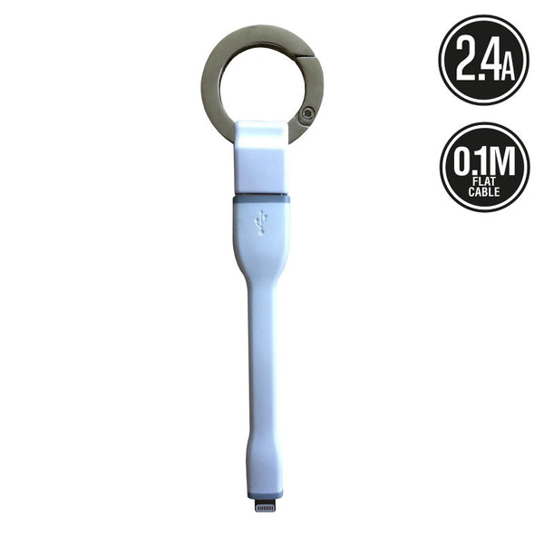 Cable Muvit iO USB portátil Lightning MFI 2.4A 0.1m tipo llavero color blanco