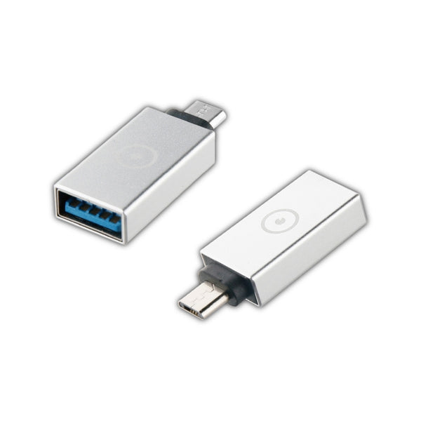 Adaptador USB Muvit OTG 3,0 a Micro USB Plata.