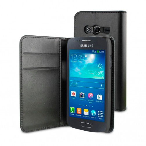 Funda Muvit Wallet Folio con función soporte negra para Samsung Galaxy Ace 4.