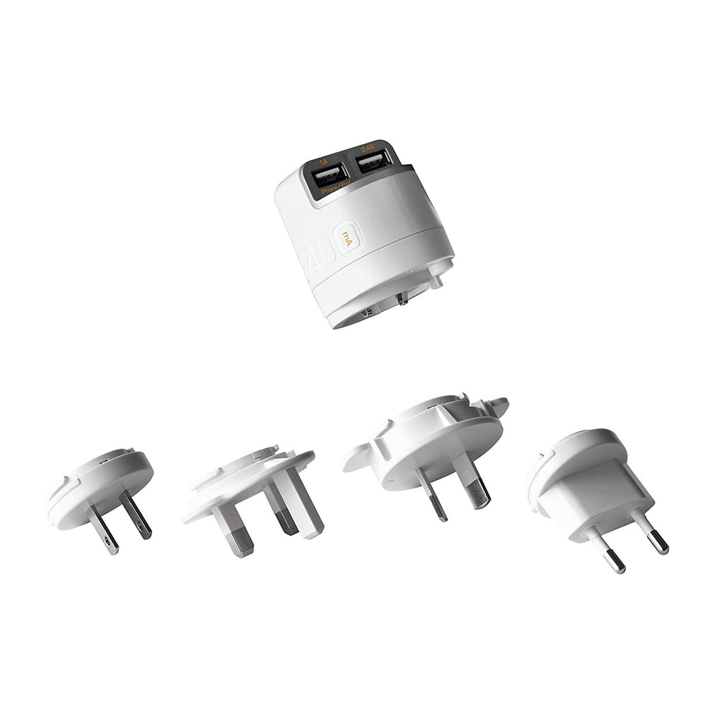 Transformador Universal Unplug USB Dual 3.4A (2 USB= 1A + 2,4A ) y 4 adaptadores