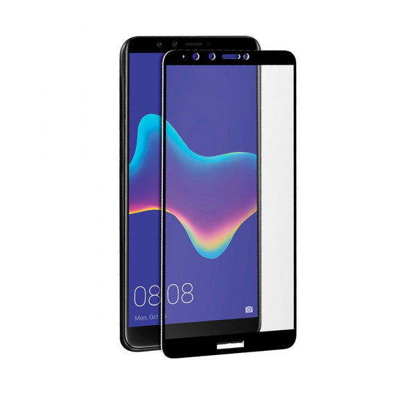 Protector pantalla Muvit para Huawei Y9 2018 vidrio templado plano marco negro