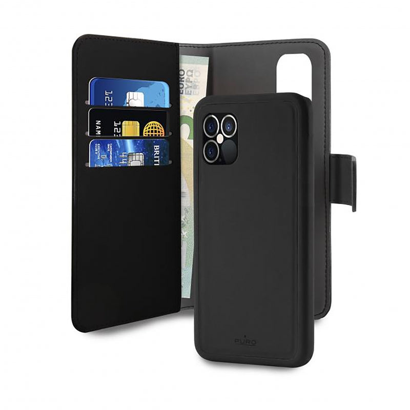 Funda Puro Piel Eco Apple iPhone 12 Pro Max + carcasa extraíble magnética negra