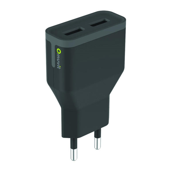 Muvit transformador 2 USB 3.4A negro