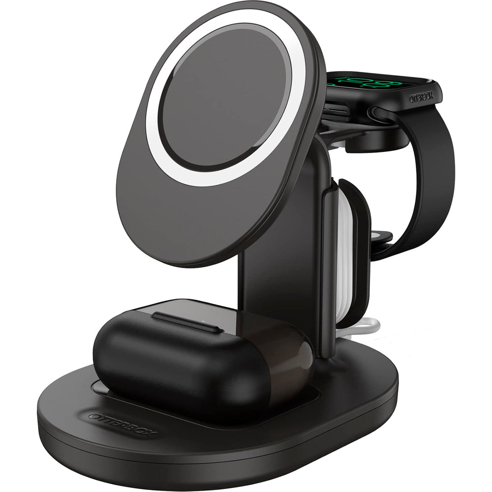 OtterBox Soporte Cargador Inalámbrico 3 en 1 Magsafe para iPhone AirPods y Apple Watch negro