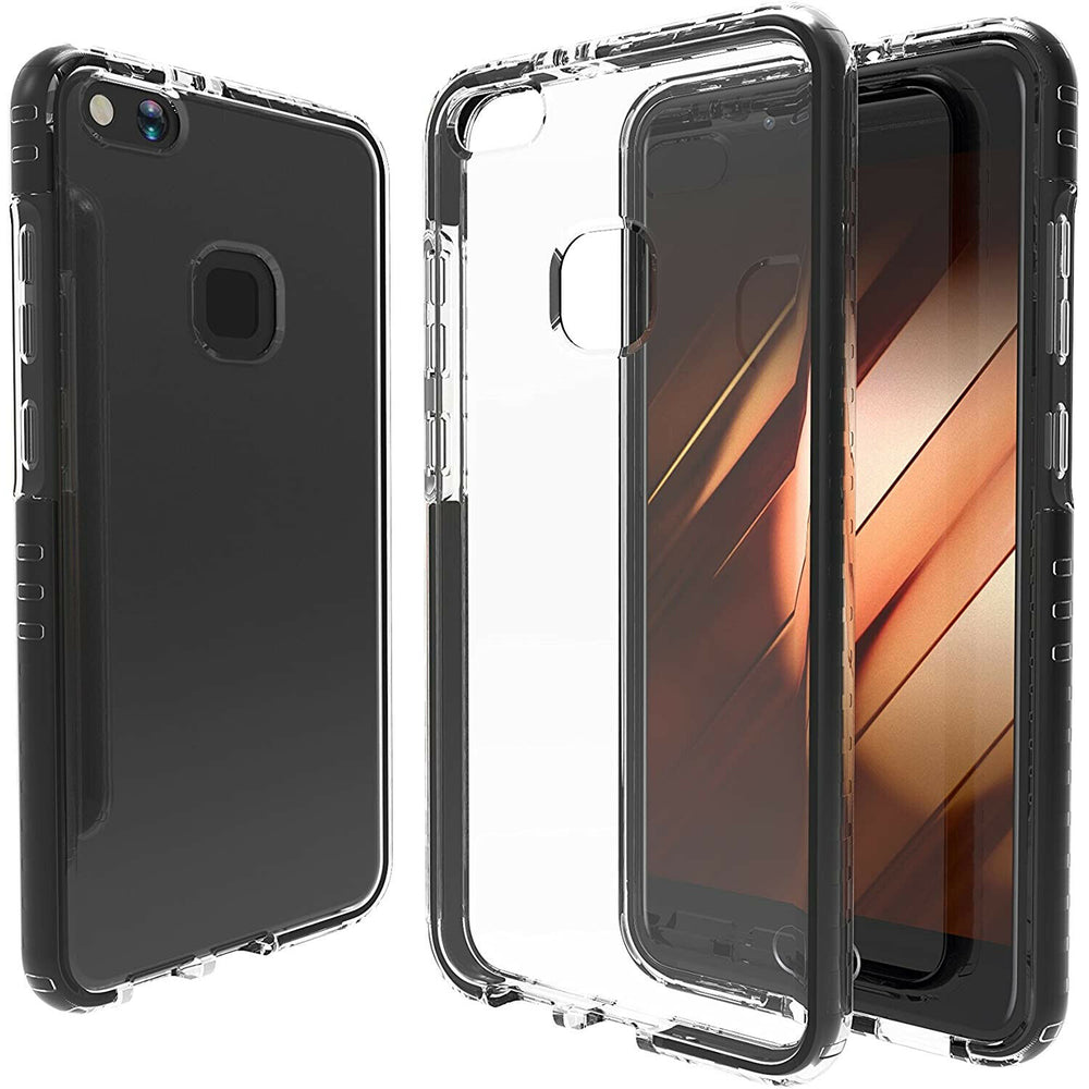 Funda Muvit Pro Cristal Soft Bump Huawei Mate 10 Lite transparente borde negro.