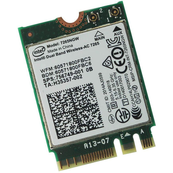 Intel Dual band Wireless AC 7265 7265NGW 802,11 AC 2 x 2 WiFi + Bluetooth 4,0