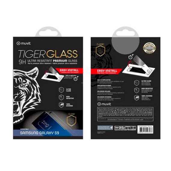 Carcasa Muvit Tiger Glass para Samsung Galaxy S9 vidrio templado curvo.
