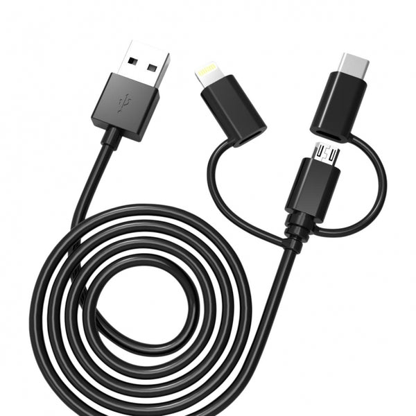 Cable Muvit USB-MicroUSB/Tipo C/Apple MFI 2.1A 1m negro