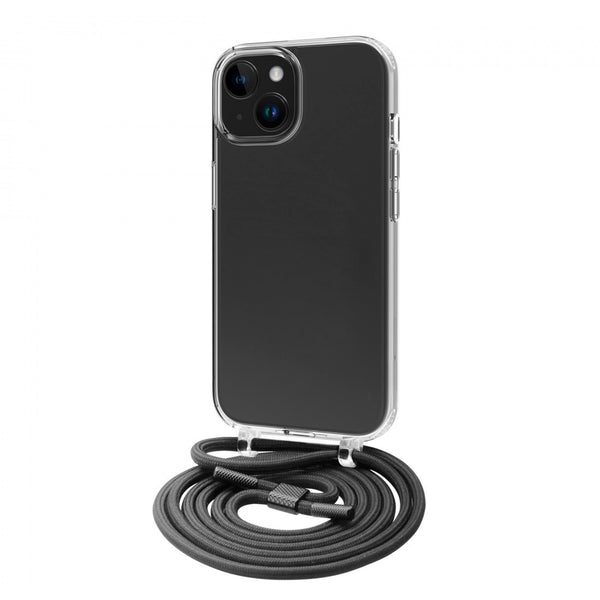 Funda Muvit recycletek para Apple iPhone 15 Plus transparente con colgante negro