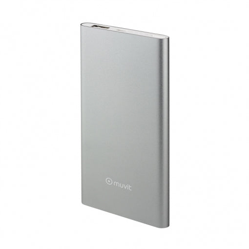 Power Bank Muvit 5000 mAh USB 2A cable USB-MicroUSB plata (NUEVO)