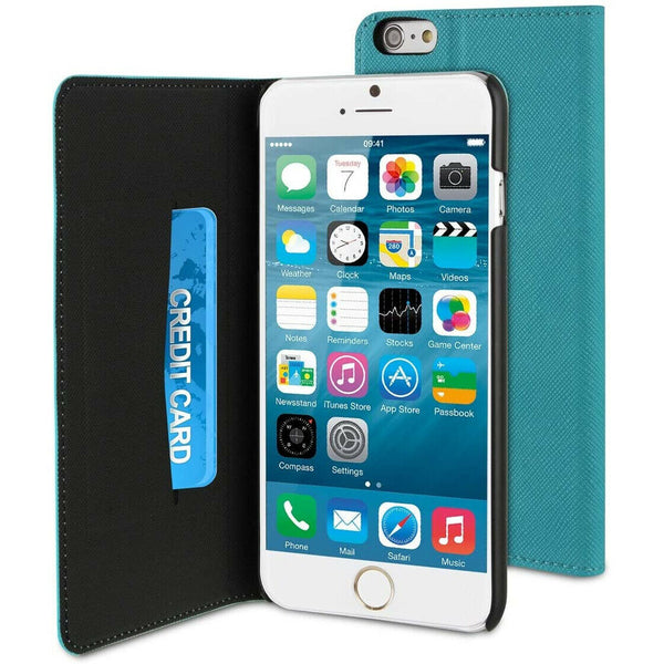 Funda Muvit Slim Folio para Apple iPhone 6S Plus/6 Plus turquesa/negra.
