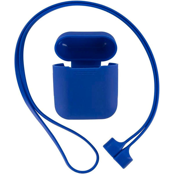 Funda Muvit Active para Apple airPods Silicona + Colgante Cuello Azul